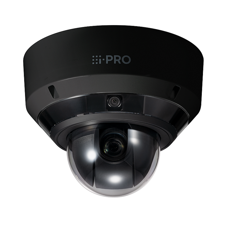 AI Multi Sensor +PTZ Combo Camera (Black), 3 x 5MP Multi Sensor Lenses, 1 x 2MP 21x Optical Zoom PTZ, Micro SD Card, Adjustable Tilt angle on multi sensors, IP67, IK10 vandal resistant, PoE++, ONVIF G/M/S/T,