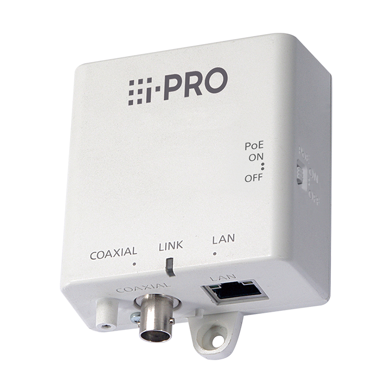Camera end IP over coax converter, to connect to either WJ-PR201E or WJ-PR204E Receiver.