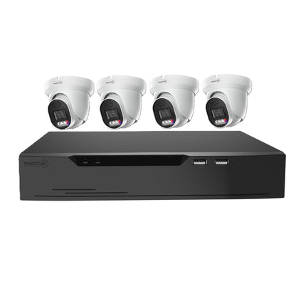 Watch AI 4K CCTV Kit - 4 X 8MP Turret Cameras With 8CH 2TB HDD NVR
