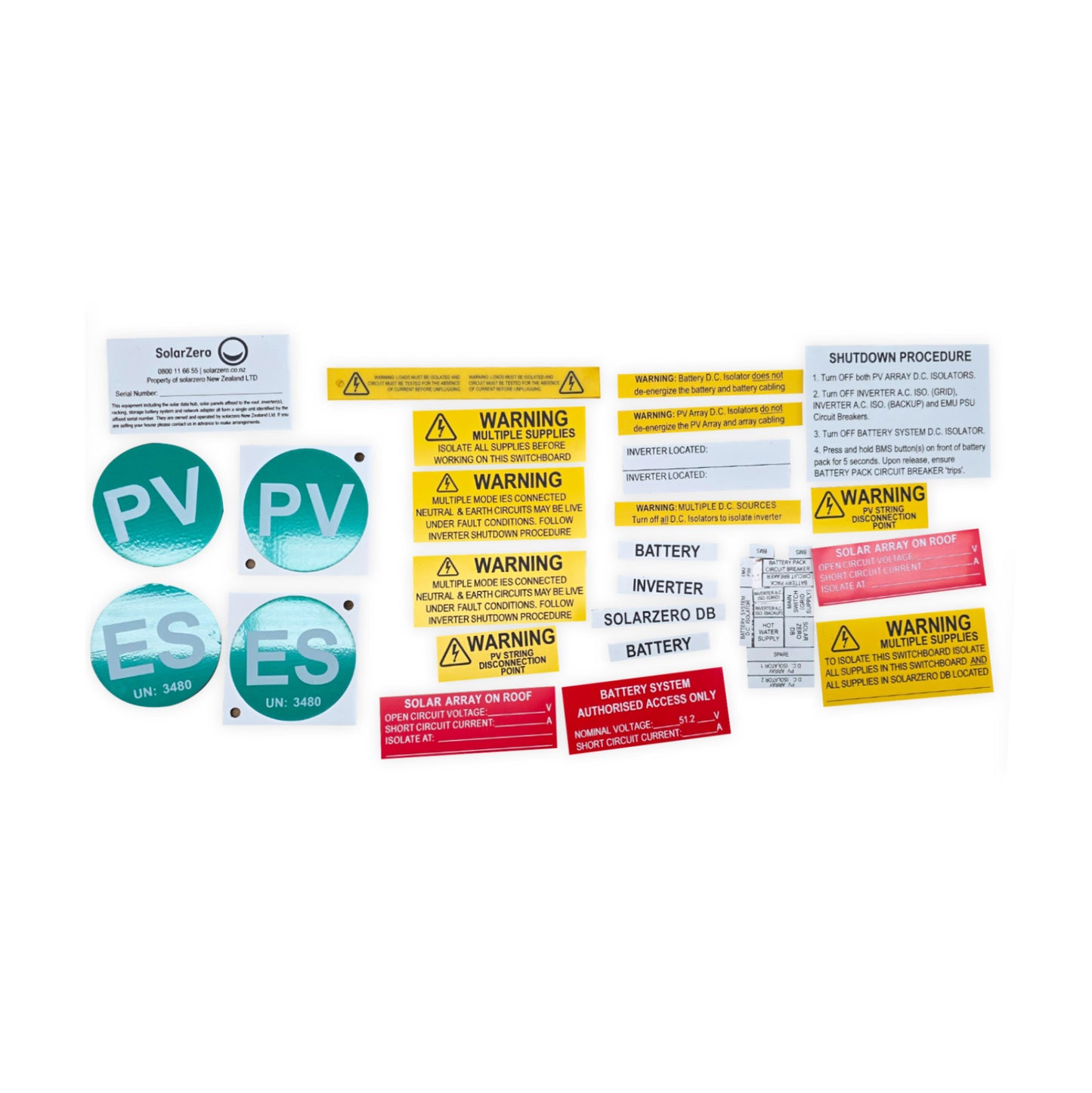 Grid-Tie & Hybrid Solar Label Set for MBS