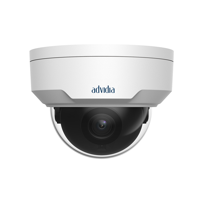 Advidia 8MP (4K) Outdoor Dome Camera with IR up to 30m, 2.8- 12mm Motorised Lens, H.264/265, built in Mic, WDR 120db,  Micro SD, PoE, IP67, IK10 Vandal Resistance