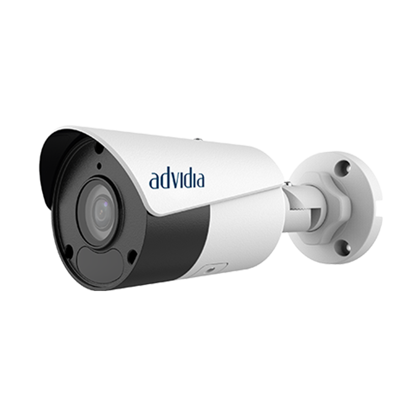 Advidia 4MP Outdoor Bullet Camera with IR Up to 50m, 2.8mm Fixed Lens, H.264/265, built in Mic, WDR 120db,PoE, Micro SD, IP  67.
