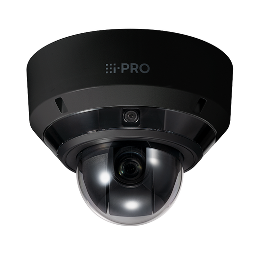 AI Multi Sensor +PTZ Combo Camera (Black), 3 x 5MP Multi Sensor Lenses, 1 x 2MP 21x Optical Zoom PTZ, Micro SD Card,  Adjustable Tilt angle on multi sensors, IP67, IK10 vandal resistant, PoE++, ONVIF G/M/S/T,