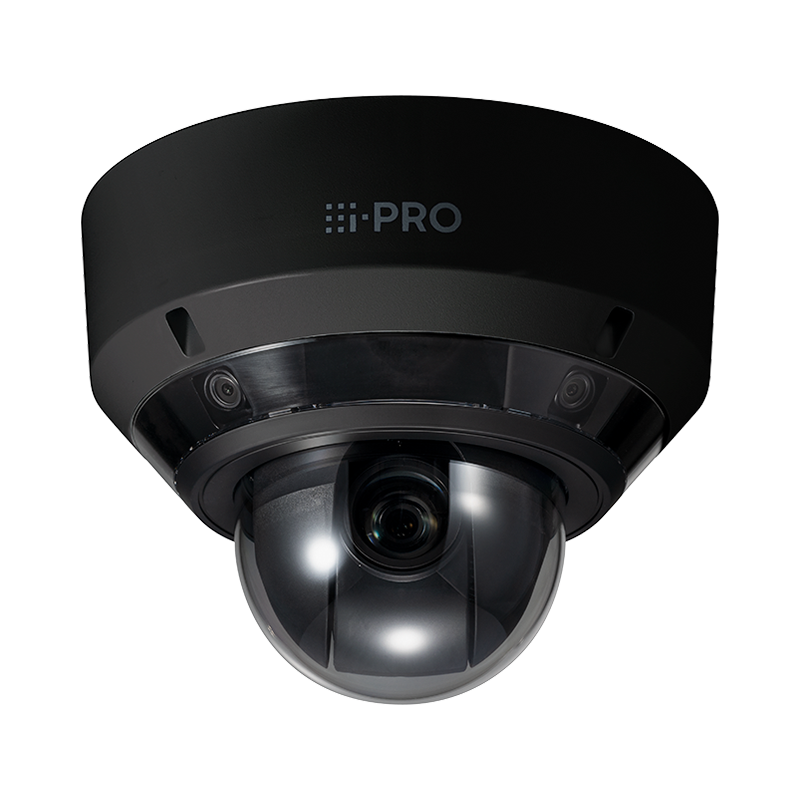 AI Multi Sensor +PTZ Combo Camera (Black), 4 x 5MP Multi Sensor Lenses, 1 x 2MP 21x Optical Zoom PTZ, Micro SD Card,  Adjustable Tilt angle on multi sensors, IP67, IK10 vandal resistant, PoE++, ONVIF G/M/S/T,
