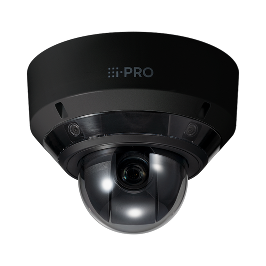 AI Multi Sensor +PTZ Combo Camera (Black), 4 x 5MP Multi Sensor Lenses, 1 x 2MP 21x Optical Zoom PTZ, Micro SD Card,  Adjustable Tilt angle on multi sensors, IP67, IK10 vandal resistant, PoE++, ONVIF G/M/S/T,
