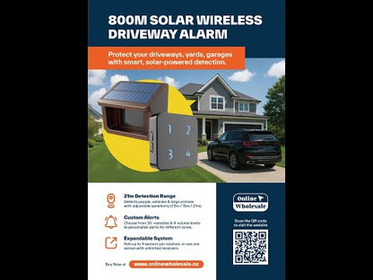800m Solar Wireless Driveway Alarm System – 4-Zone Monitoring Kit