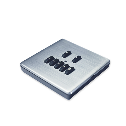 Surface mount pattress compatible with the Classic RCM/RNC and RLH screwless range. Includes 7 Button black  ABS cover plate