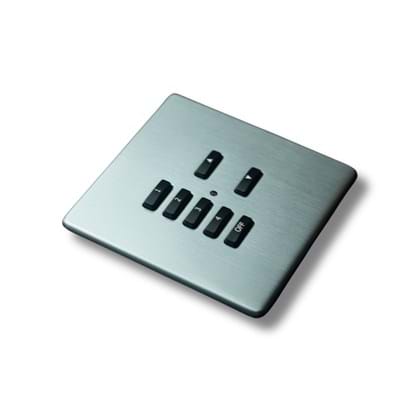 Wireless push button control module. External aerial. Requires a separate cover plate kit.