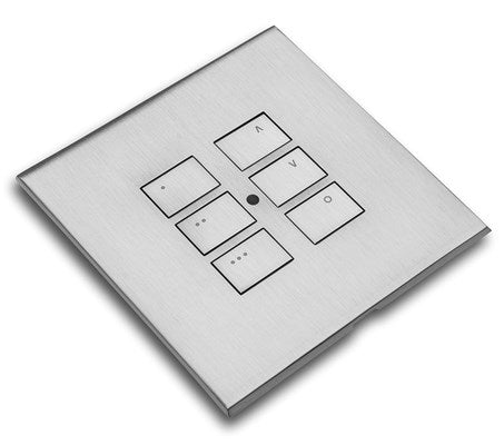 Wired EOS 6 button control module, complete with removable CAT5e/6 cable punch down  board. Each LED back-lit button is configurable using the RASOFTpro programming software.  Requires a separate WP-EOS-xx-xx cover plate kit.