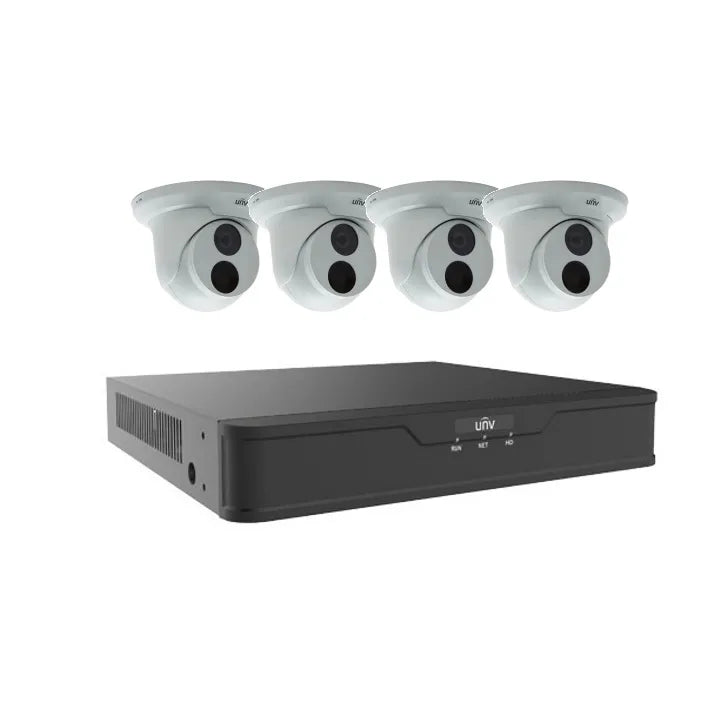 Uniview 4K (X-Series) 8ch NVR, 4TB HDD,4 x 6mp Turret Cameras