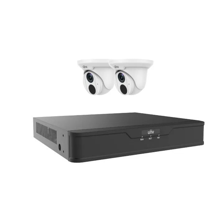 Uniview X Series NVR 4 CH 2TB + 2 x 6MP Turret Cameras