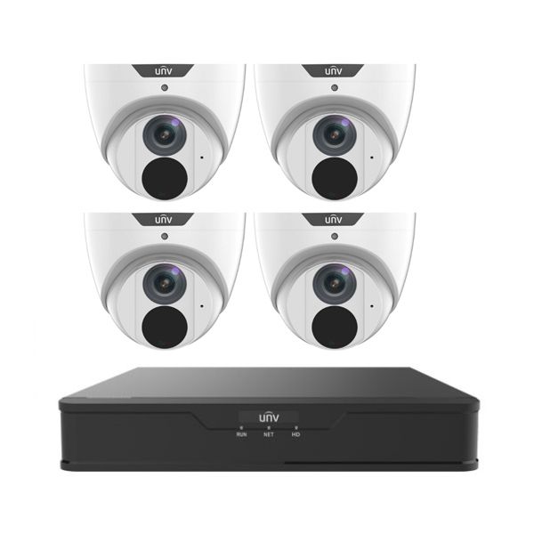 UNV KIT 501-B-IQ NVR 8CH 4TB 4x 6MP EasyStar Dual Light Turret Cameras